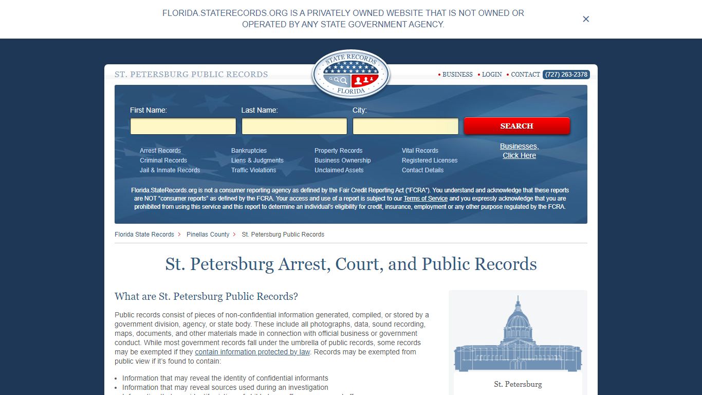 St. Petersburg Arrest and Public Records | Florida.StateRecords.org