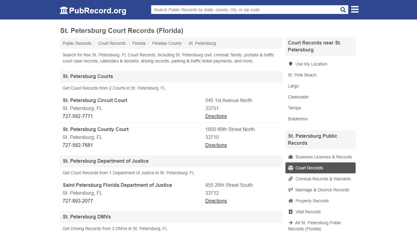 St. Petersburg Court Records (Florida) - Public Record