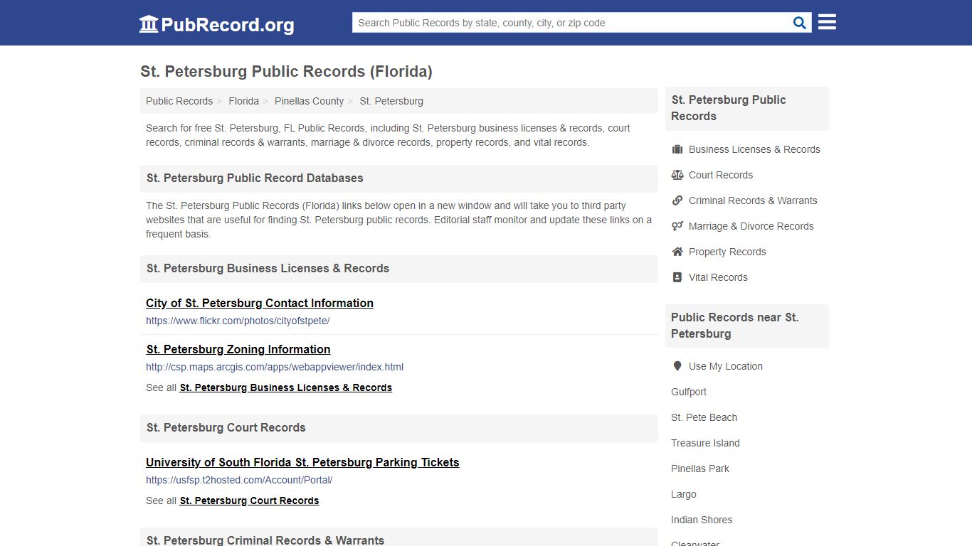 Free St. Petersburg Public Records (Florida Public Records) - PubRecord.org